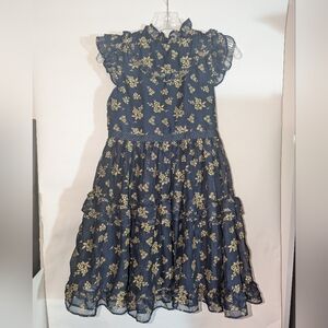 Janie and Jack Navy and Gold Floral Dress